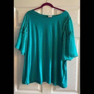Teal Top with Dressy Sheer Belle 3/4 Sleeves - 3X